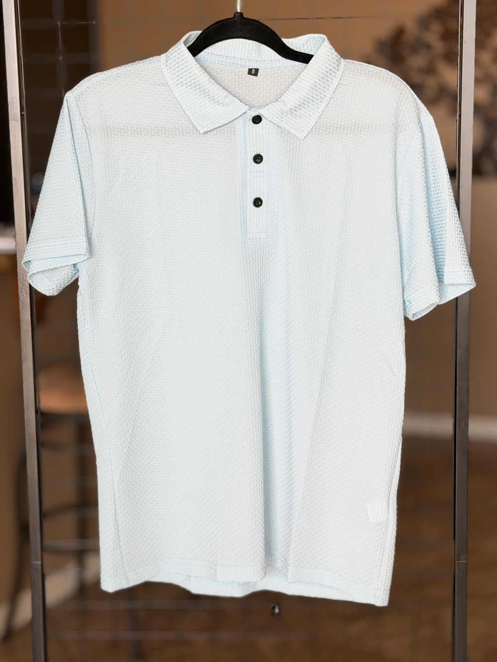 Men's Pale Blue Textured Polo Shirt